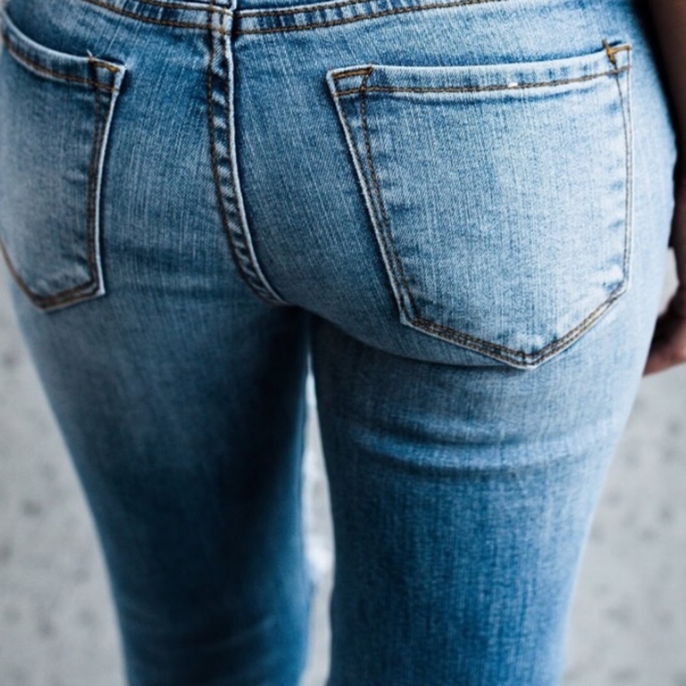 Distressed Destroyed Jeans Denim frayed Skinny - Picture 7 of 7